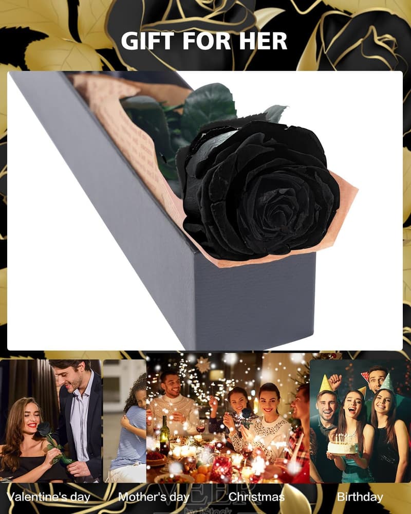 Birthday Gift - Black Preserved Roses for Women