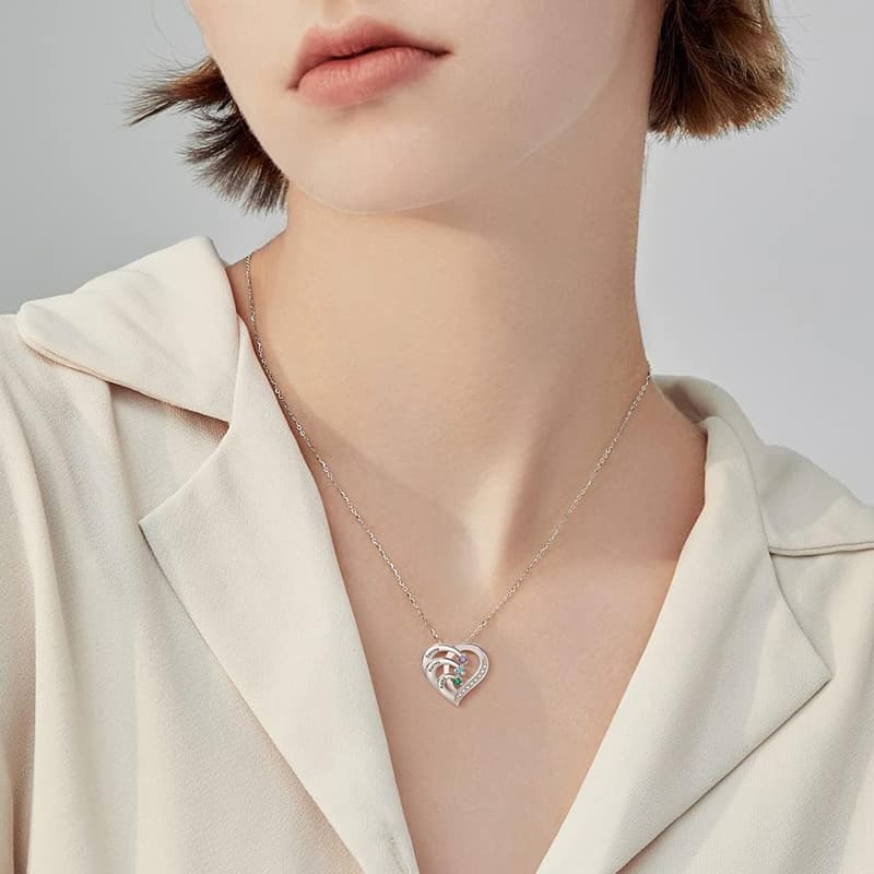 Personalized Birthstone Name Necklace for Mom in 925 Silver