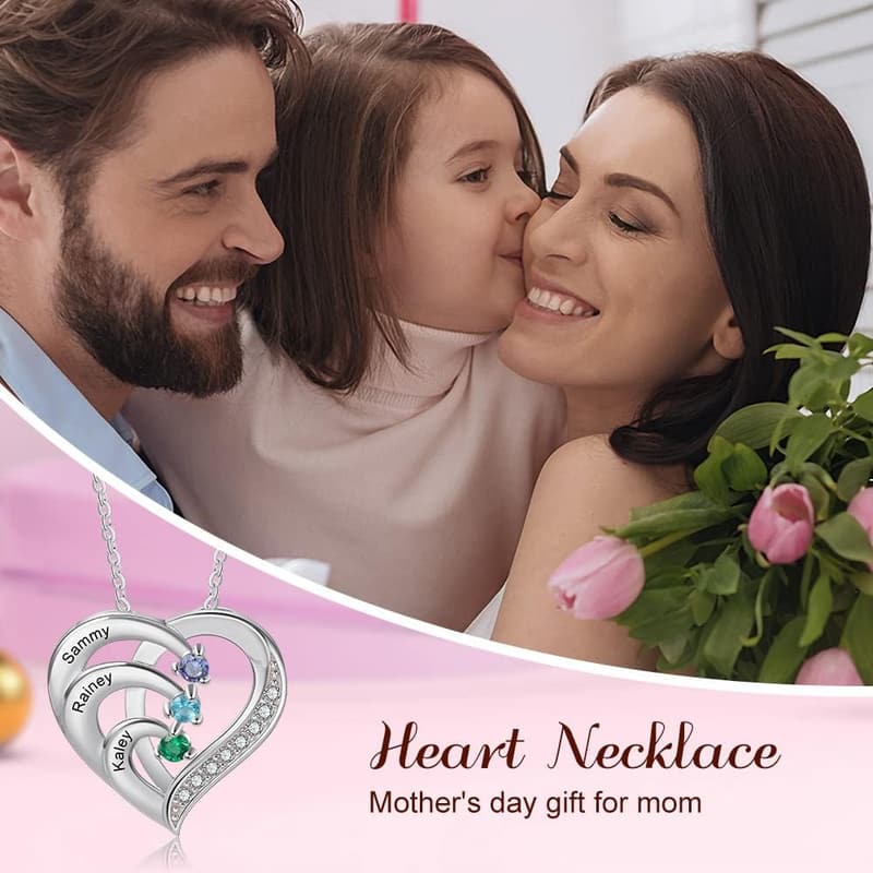 Personalized Birthstone Name Necklace for Mom in 925 Silver
