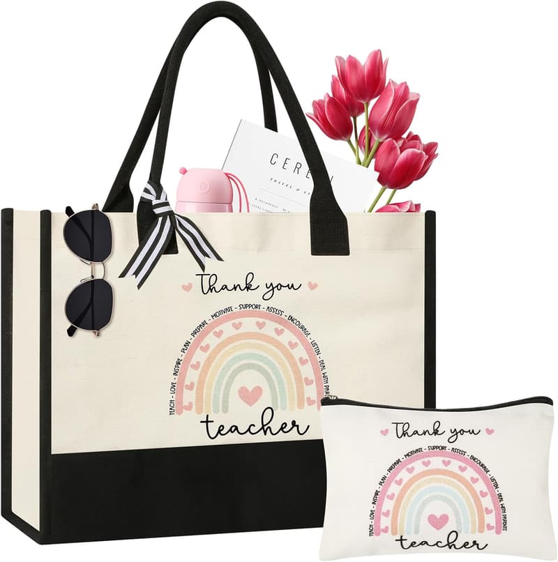 Teacher Tote & Makeup Bag - Fun Gift for Educators