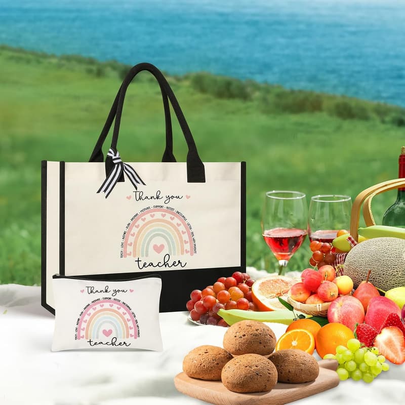 Teacher Tote & Makeup Bag - Fun Gift for Educators