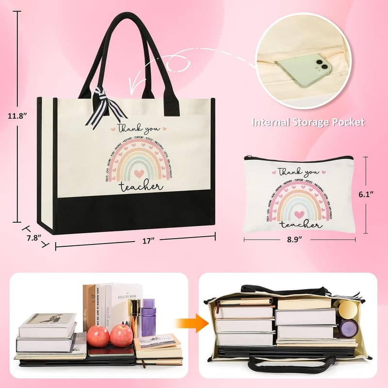 Teacher Tote & Makeup Bag - Fun Gift for Educators