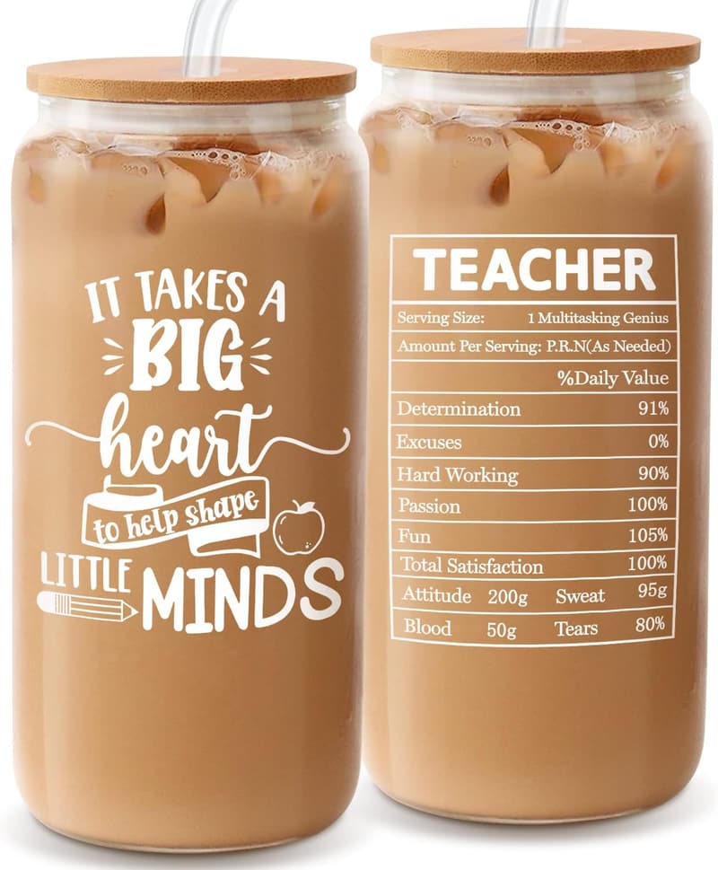 Teacher Appreciation 16oz Glass Cup – Unique Thank You Gift