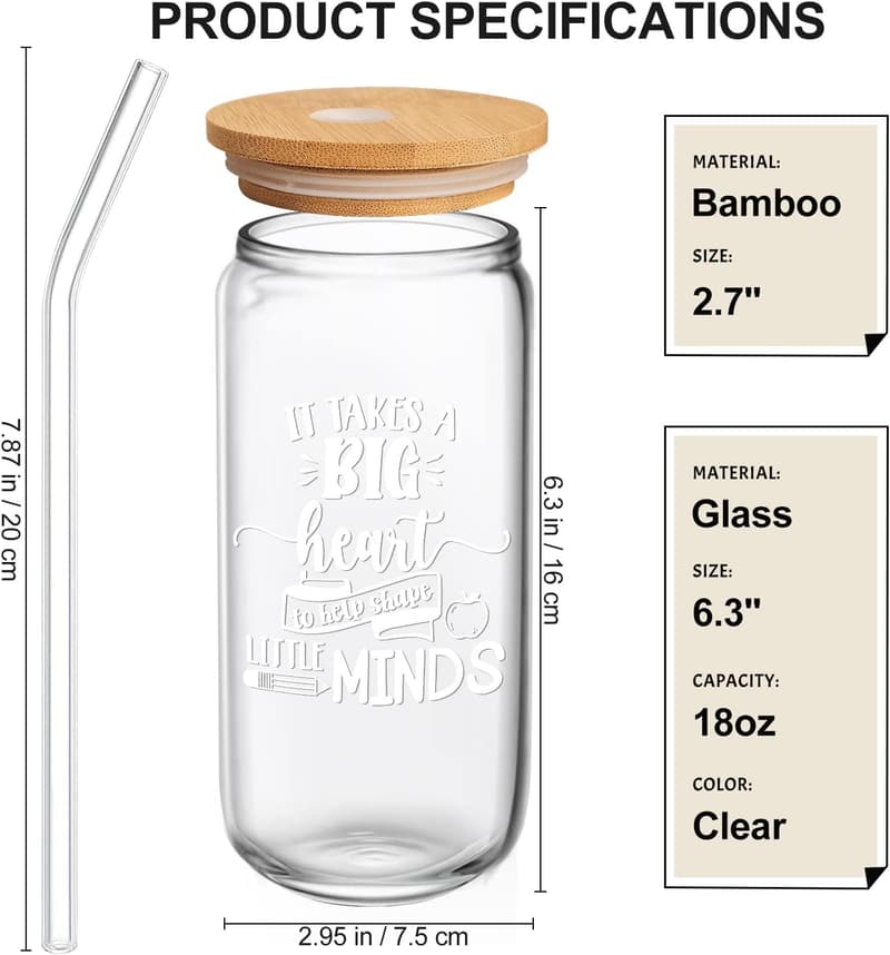 Teacher Appreciation 16oz Glass Cup – Unique Thank You Gift