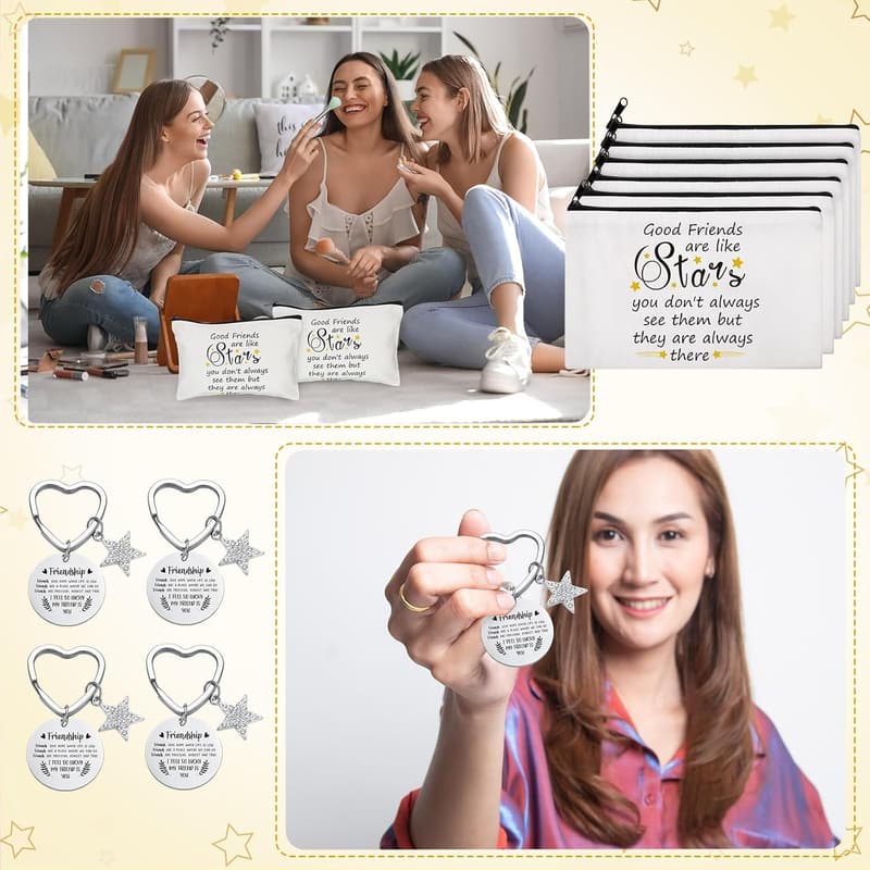 Graduation Gifts: 24 Pcs Makeup Bags & Keychains for Women