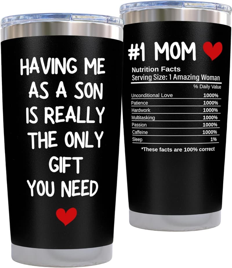 Mom's Birthday Gift - 20oz Black Insulated Tumbler