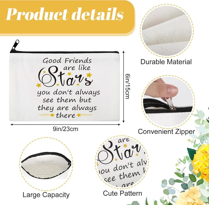 Friendship Gifts for Women: Makeup Bag & Star Keychain Set