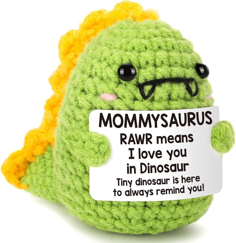 Handmade Crochet Dinosaur Birthday Gift for Mom