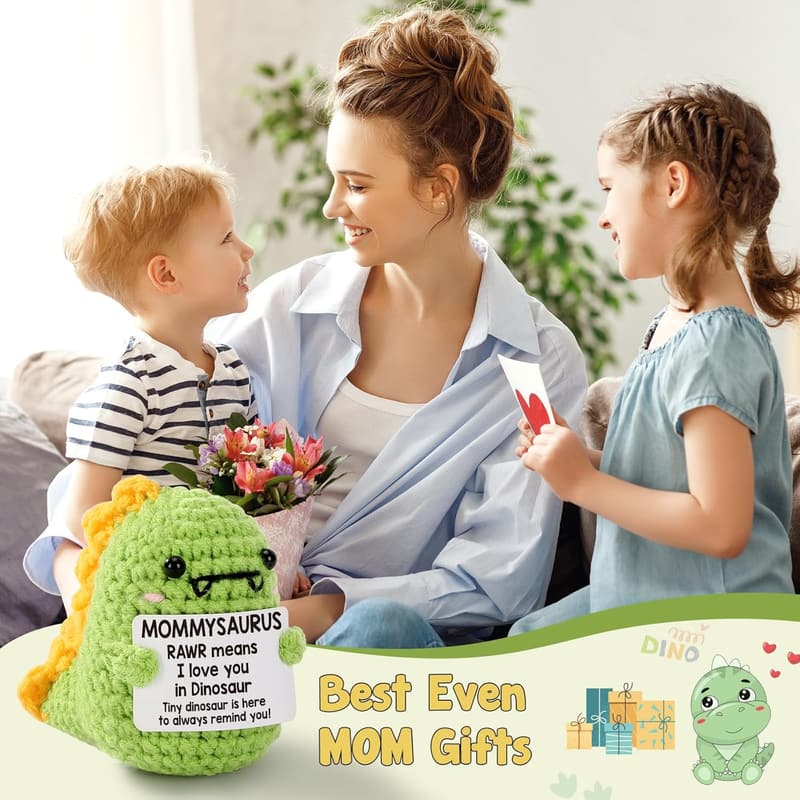 Handmade Crochet Dinosaur Birthday Gift for Mom