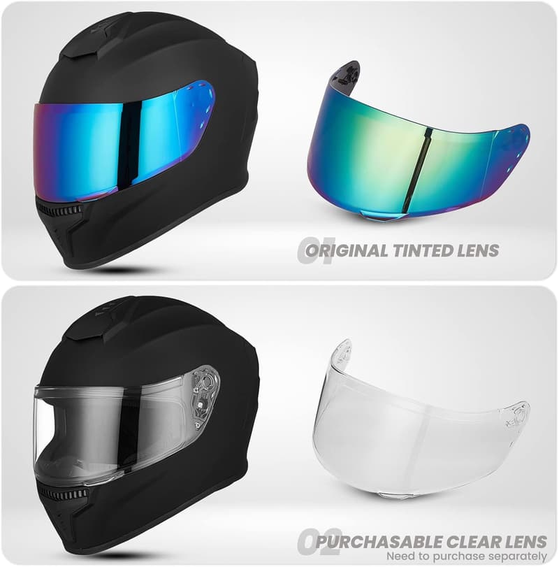DOT Full Face Motorcycle Helmet for Men & Women - Tinted Visor MD-813
