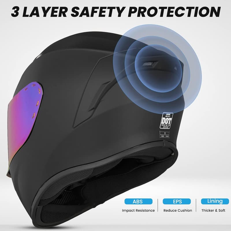 DOT Full Face Motorcycle Helmet for Men & Women - Tinted Visor MD-813