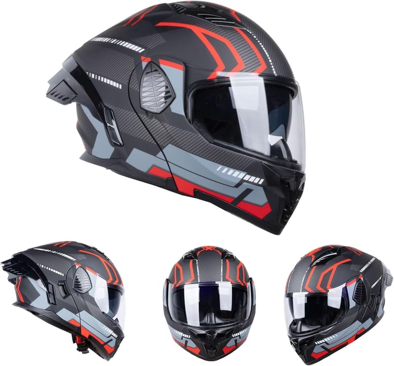 Dual Visor Full Face Motorcycle Helmet for Adults - DOT Approved