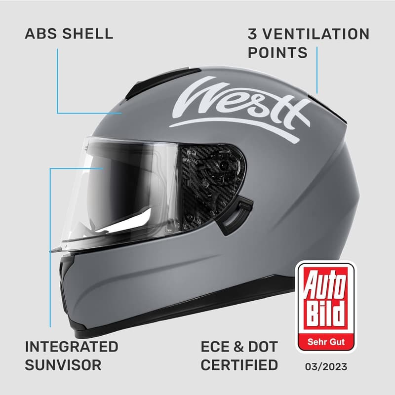 DOT Approved Full Face Motorcycle Helmet with Dual Visor for Adults