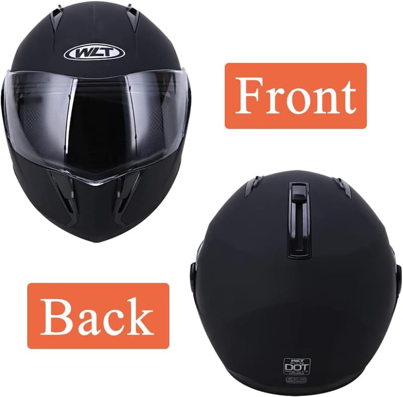 DOT Approved Matte Black Flip-Up Full Face Motorcycle Helmet