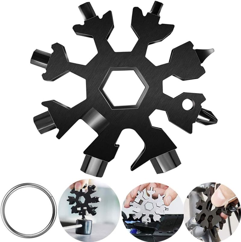 18-in-1 Snowflake Multitool, Stainless Steel Gadget for Men