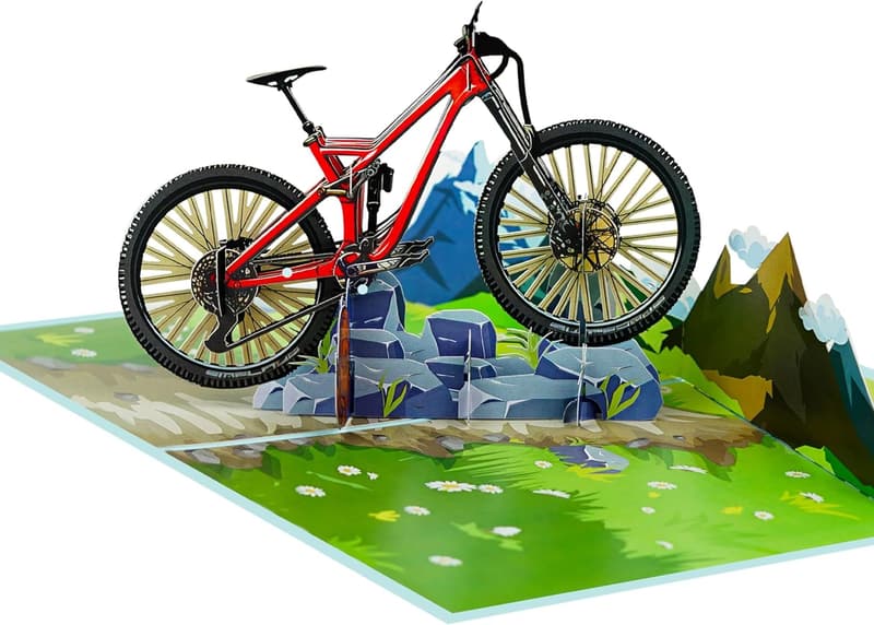 Mountain Bike Birthday Card for Men, 3D Design