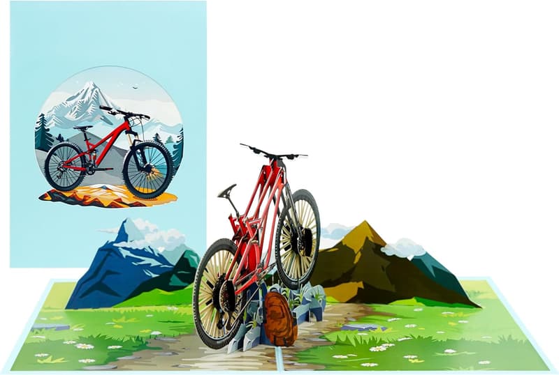 Mountain Bike Birthday Card for Men, 3D Design