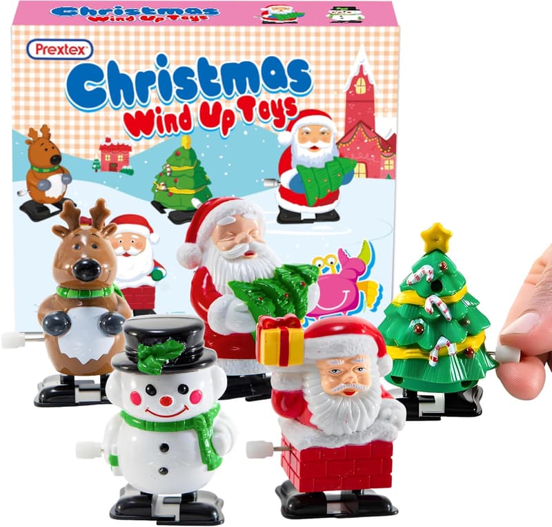 Christmas Wind-Up Toys - 2 Santas, 1 Snowman & 1 Reindeer