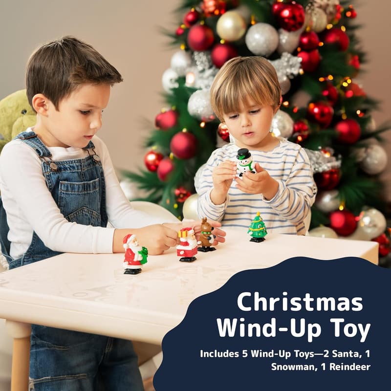 Christmas Wind-Up Toys - 2 Santas, 1 Snowman & 1 Reindeer