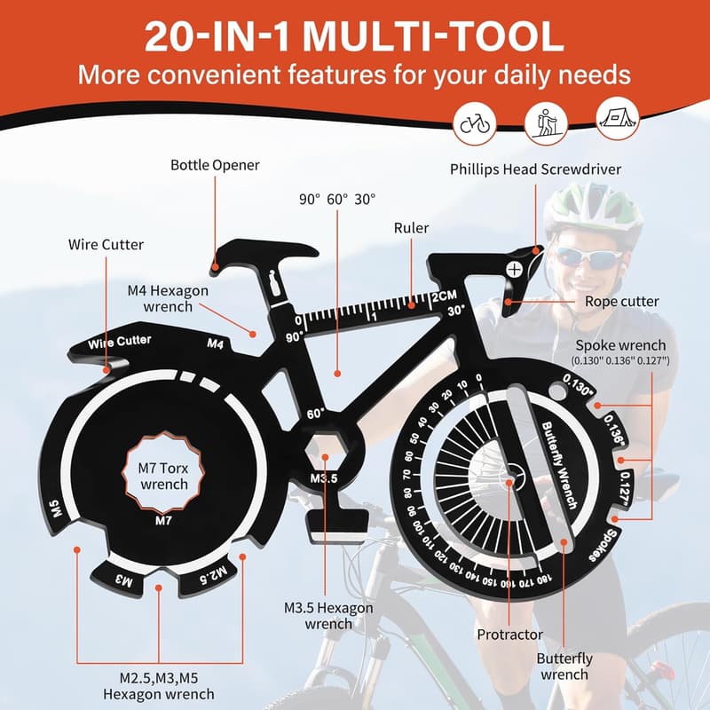 Father's Day 20-in-1 Bicycle Multitool Key Ring for Dad