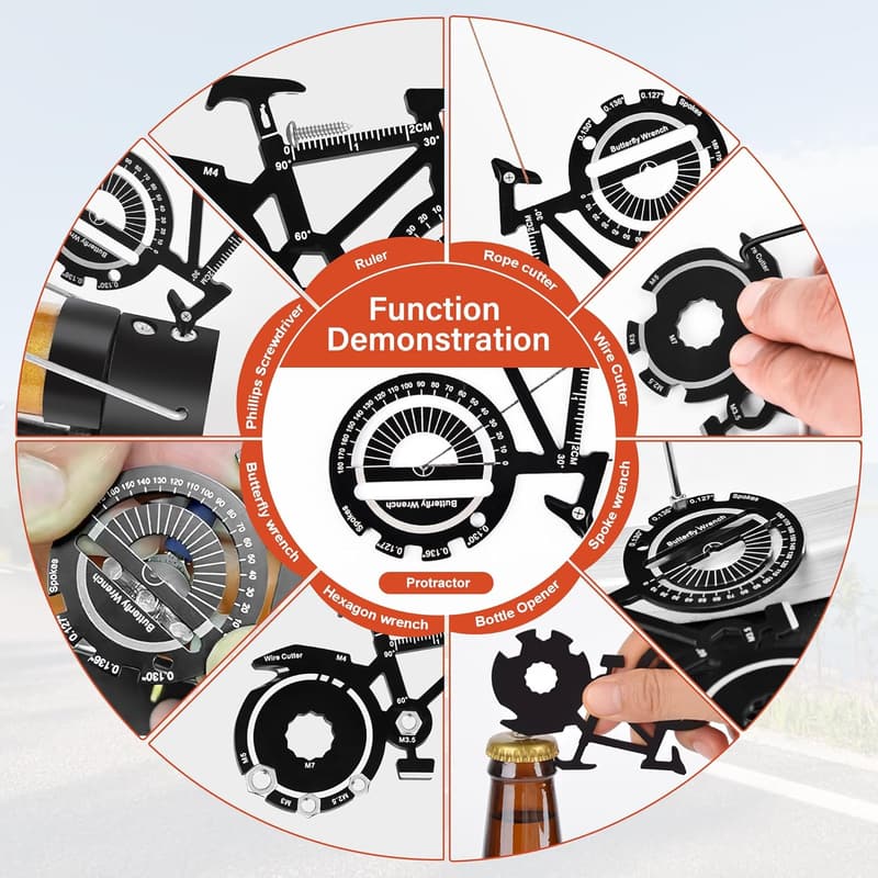 Father's Day 20-in-1 Bicycle Multitool Key Ring for Dad