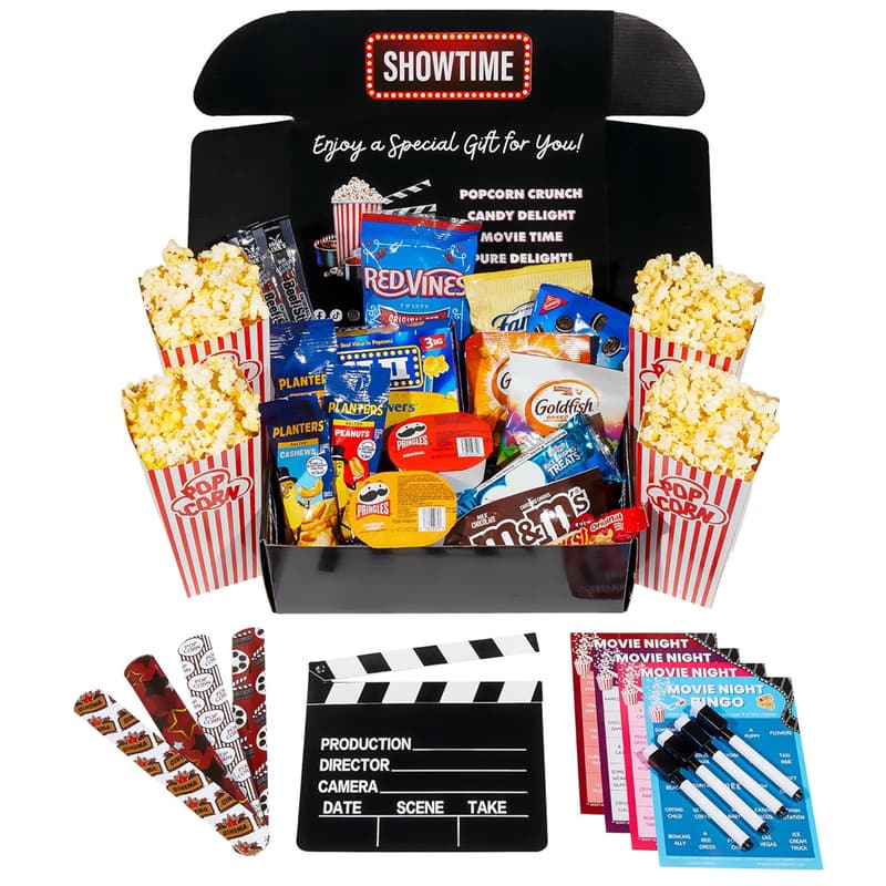 Movie Night Gift Basket – 33-Piece Snacks & Bingo Set