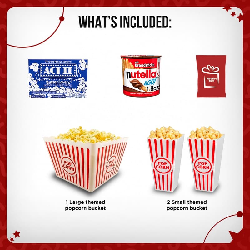 Movie Night Snack Gift Basket - 17 Items & Popcorn Tub