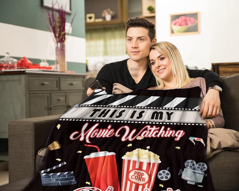 Movie Night Gift Basket for Couples - Snacks & Blanket Set