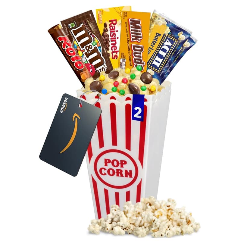 Movie Night Gift Basket with Popcorn & Candy for Families