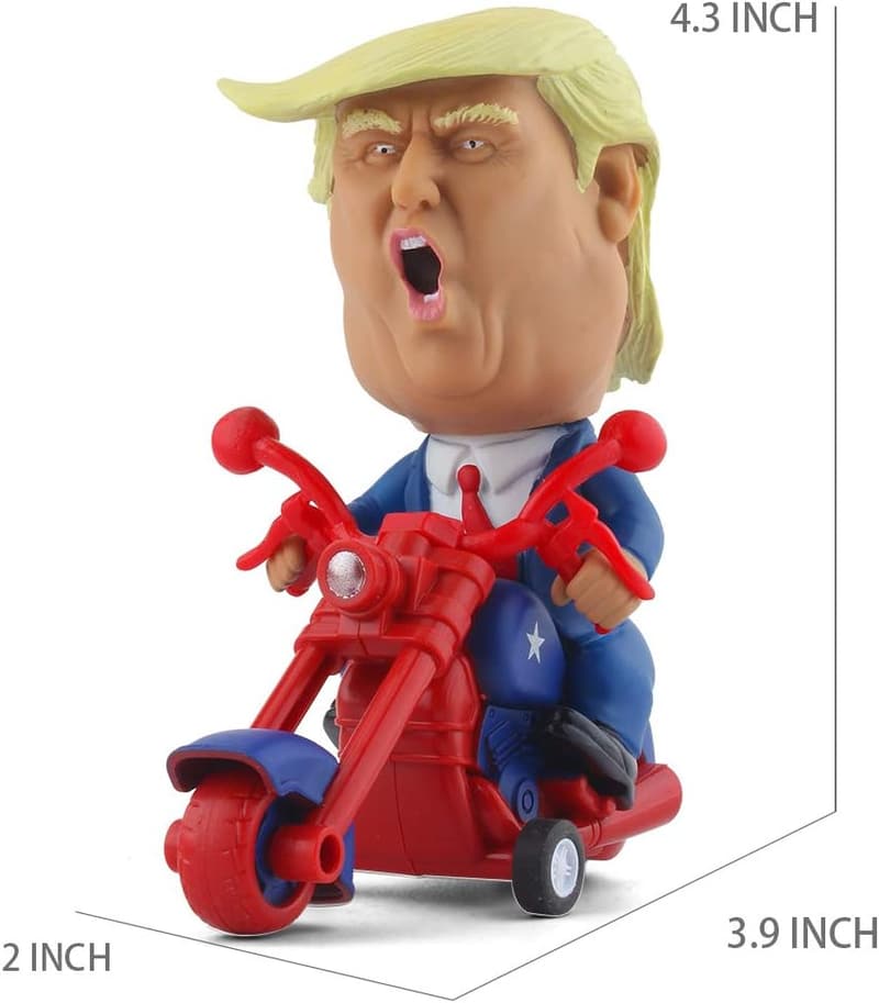 Donald Trump 2024 Toy Figure on Motorcycle - Gag Gift for Fans