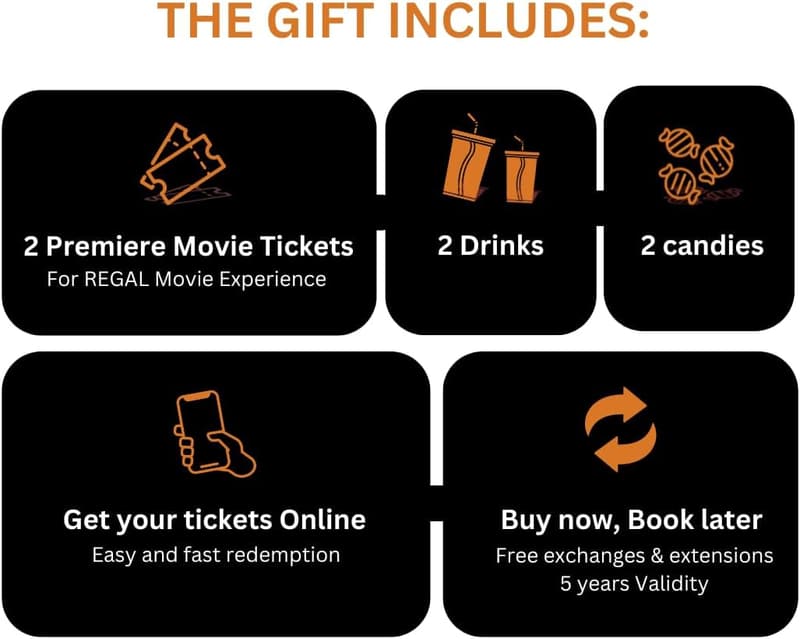 Movie Night Experience Gift Box for 2 – 2 Tickets, Drinks & Candies