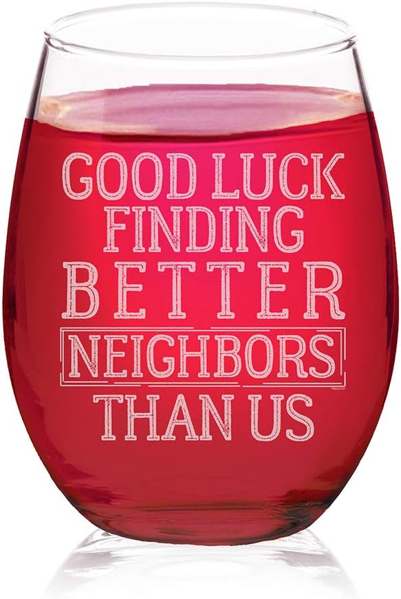 Happy Birthday Stemless Wine Glass for Neighbors