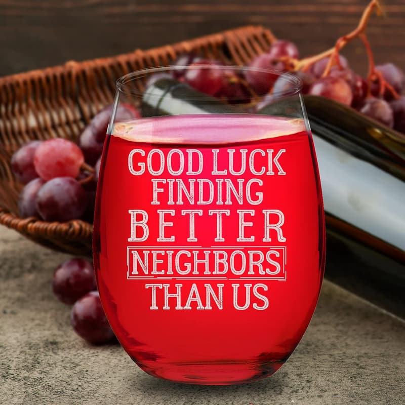 Happy Birthday Stemless Wine Glass for Neighbors