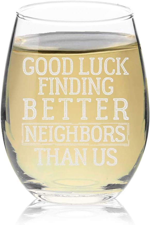 Happy Birthday Stemless Wine Glass for Neighbors