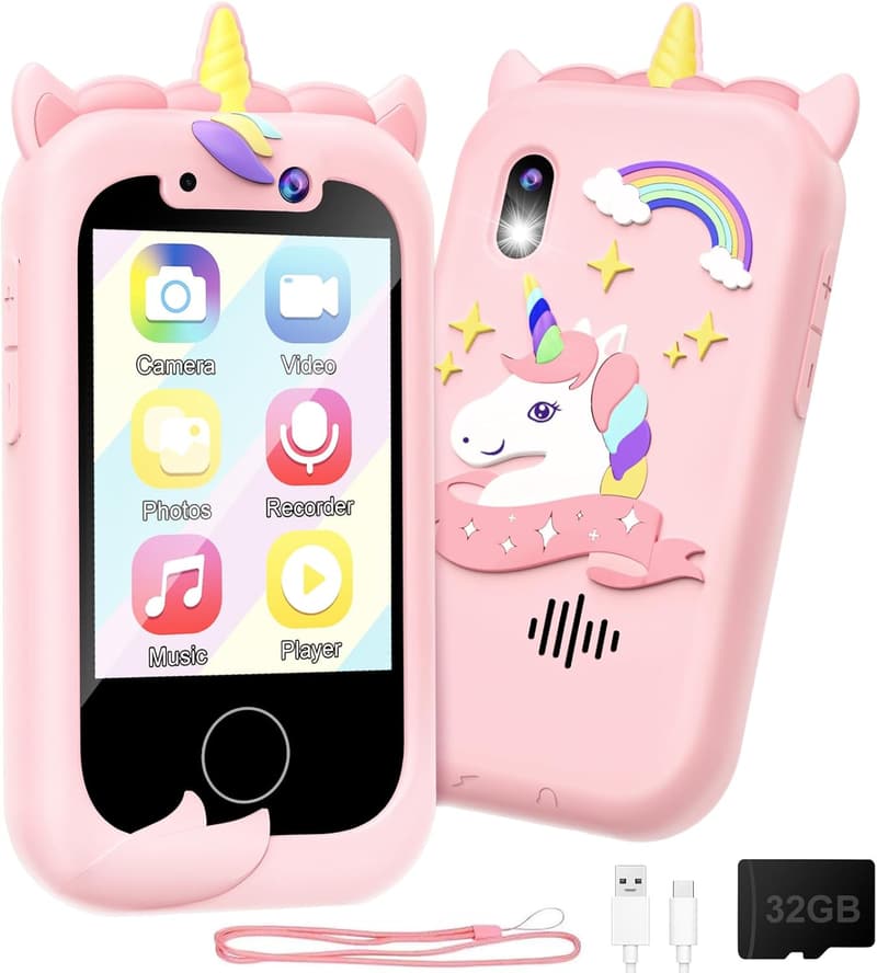 Kids' Learning Cell Phone Toy for Girls Age 3-10 (Pink)
