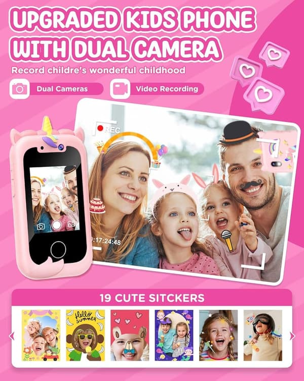 Kids' Learning Cell Phone Toy for Girls Age 3-10 (Pink)
