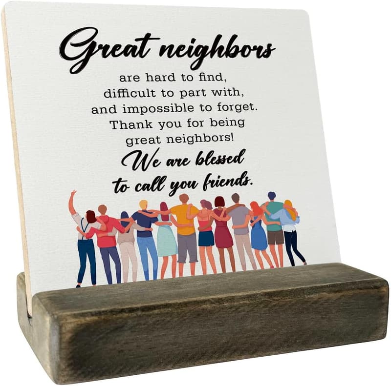Thank You Neighbor Wood Plaque Gift with Stand
