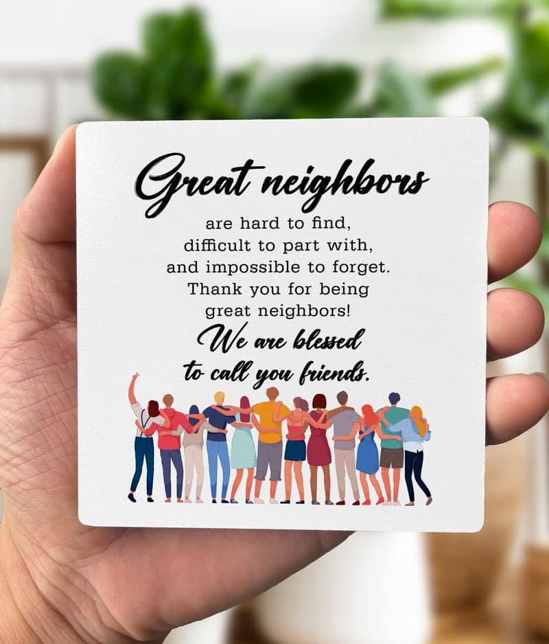 Thank You Neighbor Wood Plaque Gift with Stand