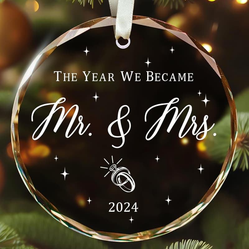 2024 Wedding Gift Ideas - Mr and Mrs Glass Ornament