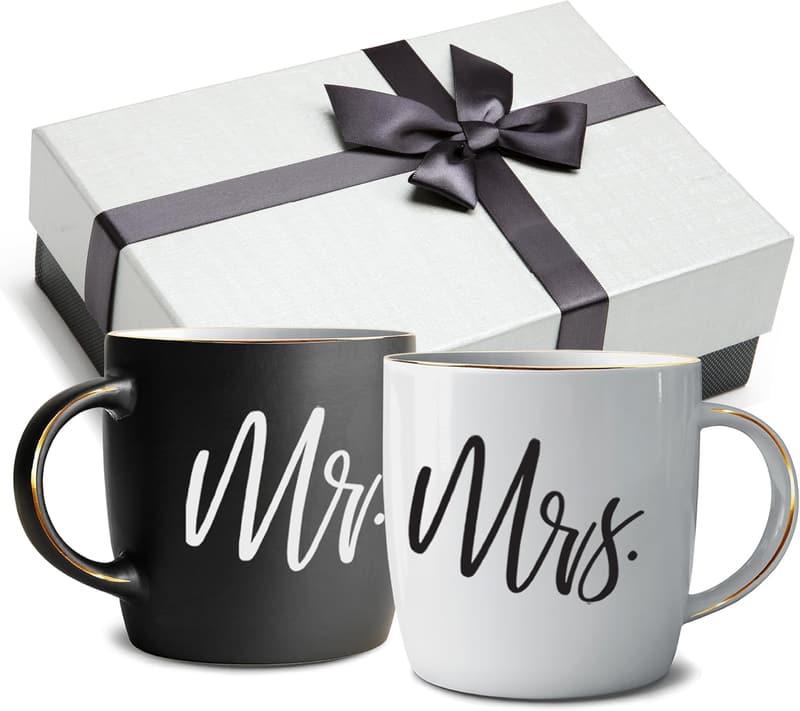 Mr. and Mrs. Ceramic Coffee Mugs for Couples' Gifts