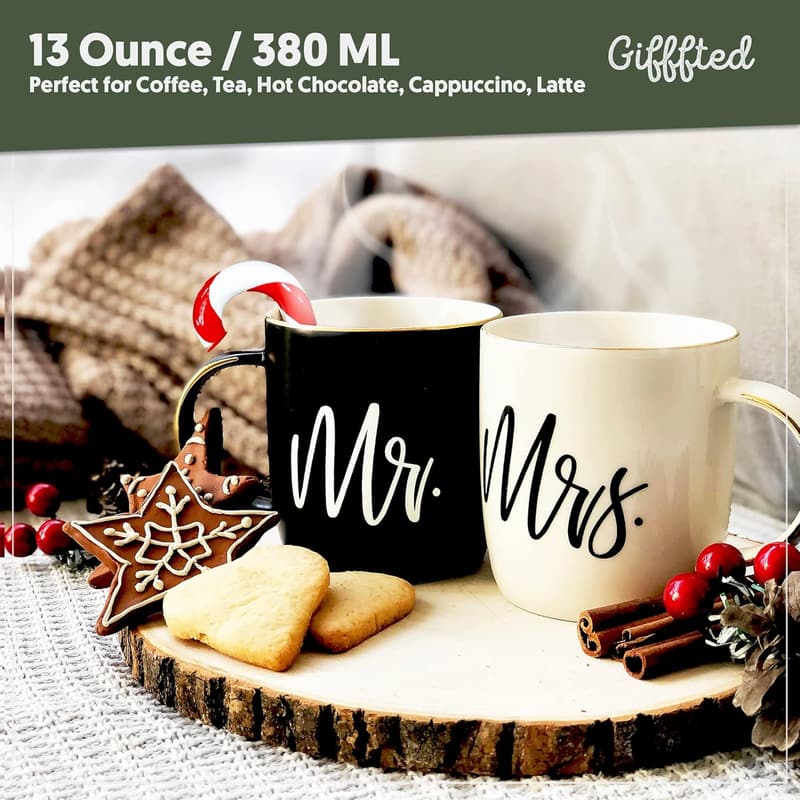 Mr. and Mrs. Ceramic Coffee Mugs for Couples' Gifts
