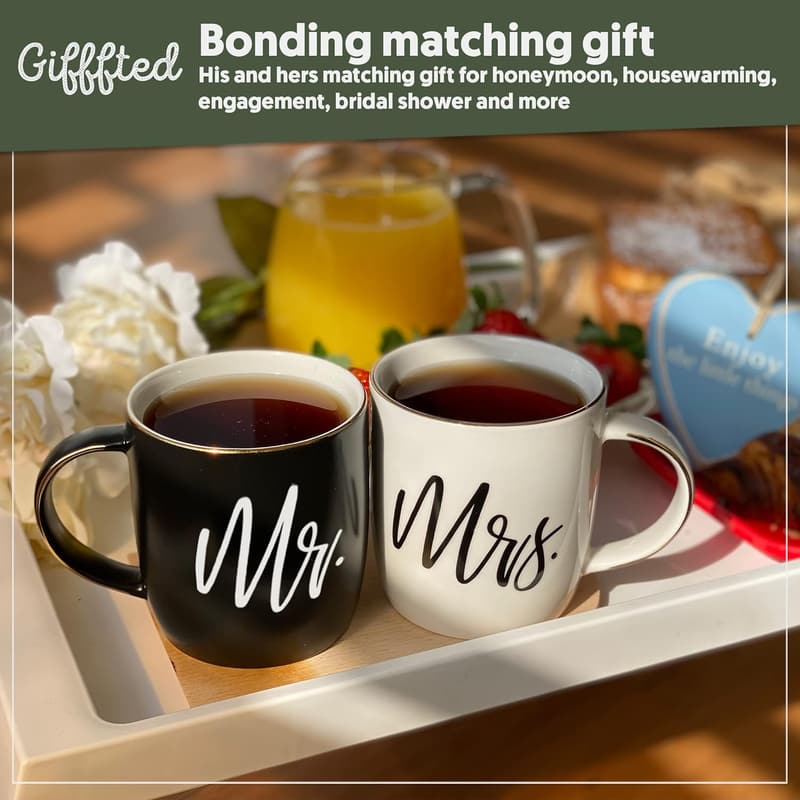 Mr. and Mrs. Ceramic Coffee Mugs for Couples' Gifts