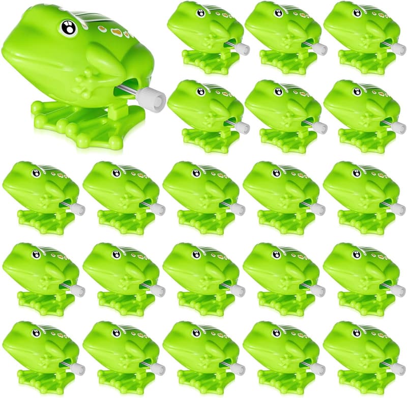 20 Pcs Clockwork Green Frog Toys for Educational Play