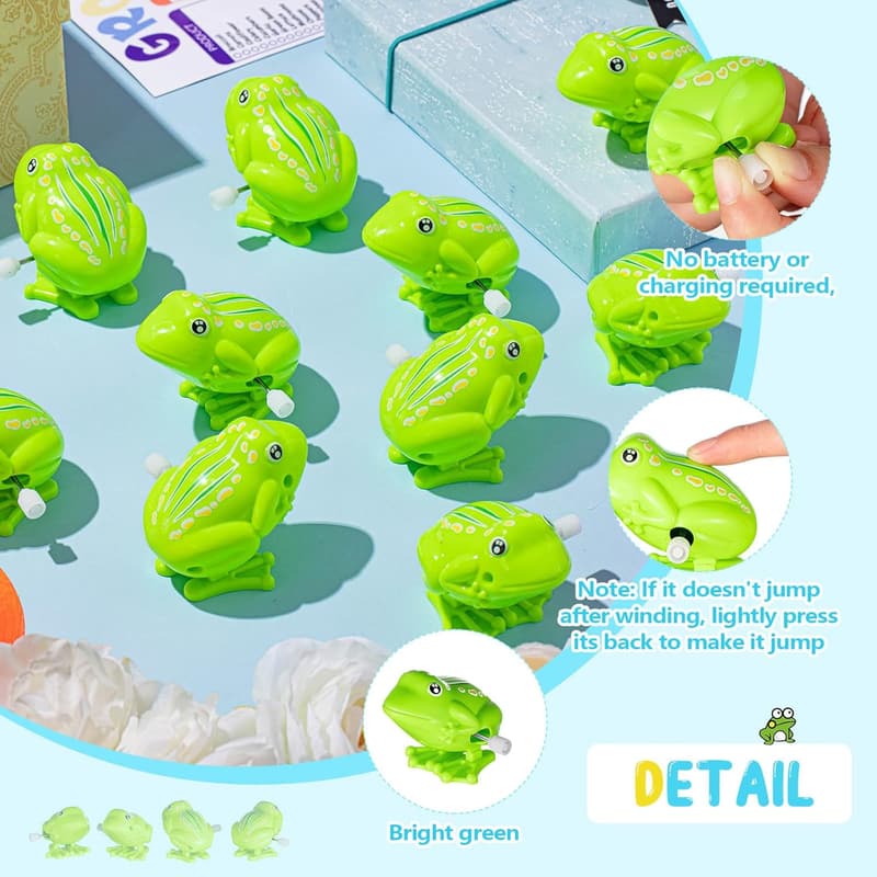 20 Pcs Clockwork Green Frog Toys for Educational Play