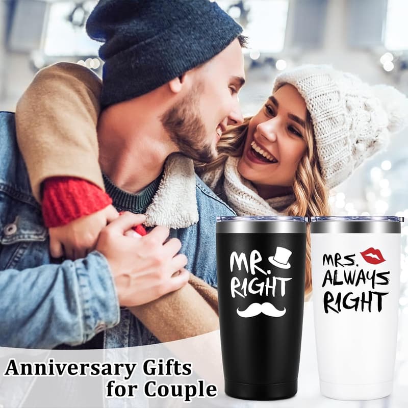 Wedding Travel Tumbler Set for Couples - 20oz Stainless Steel
