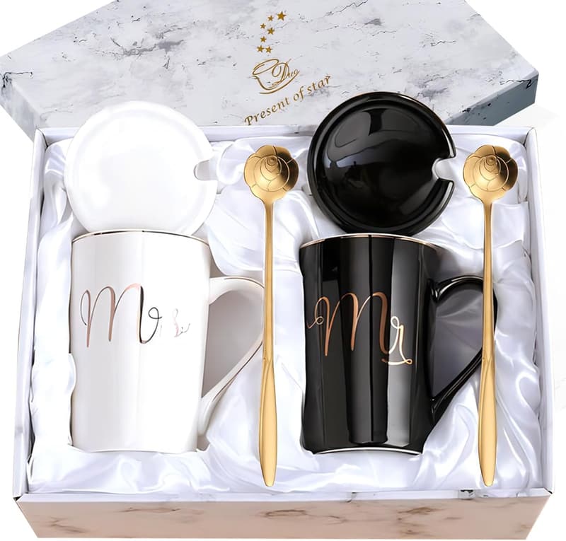 Personalized Mr & Mrs Coffee Mugs Set for Newlyweds