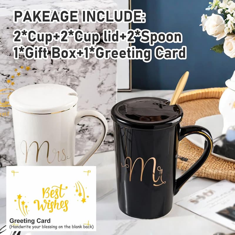 Personalized Mr & Mrs Coffee Mugs Set for Newlyweds