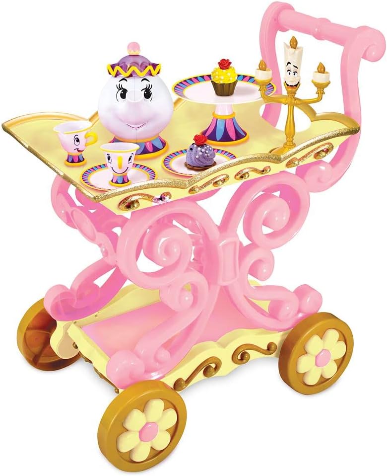 Disney Beauty and The Beast Tea Cart Set with Lumiere & Mrs. Potts