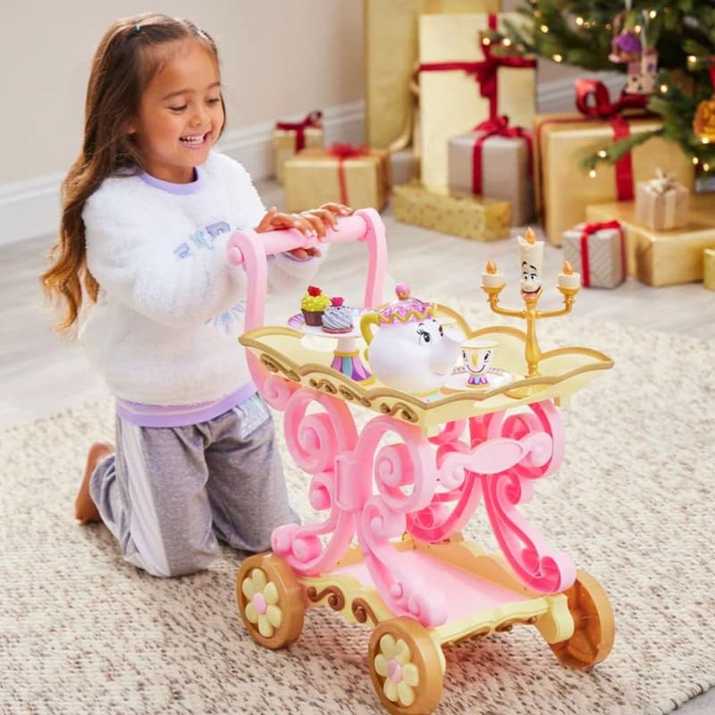 Disney Beauty and The Beast Tea Cart Set with Lumiere & Mrs. Potts