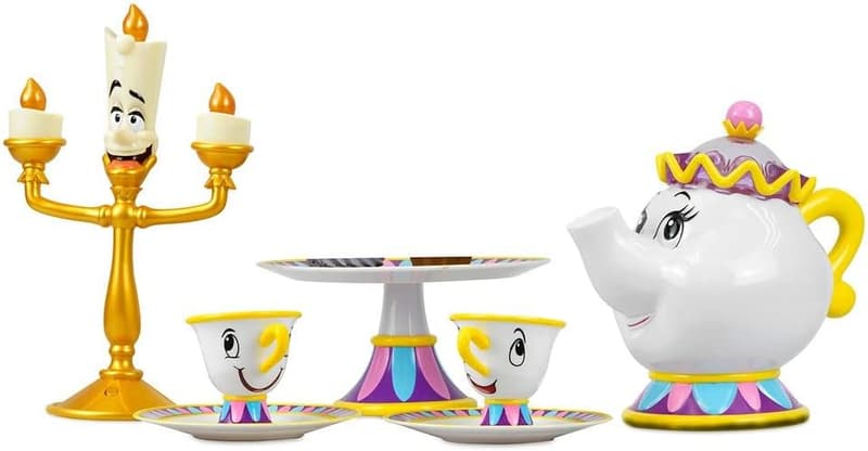 Disney Beauty and The Beast Tea Cart Set with Lumiere & Mrs. Potts
